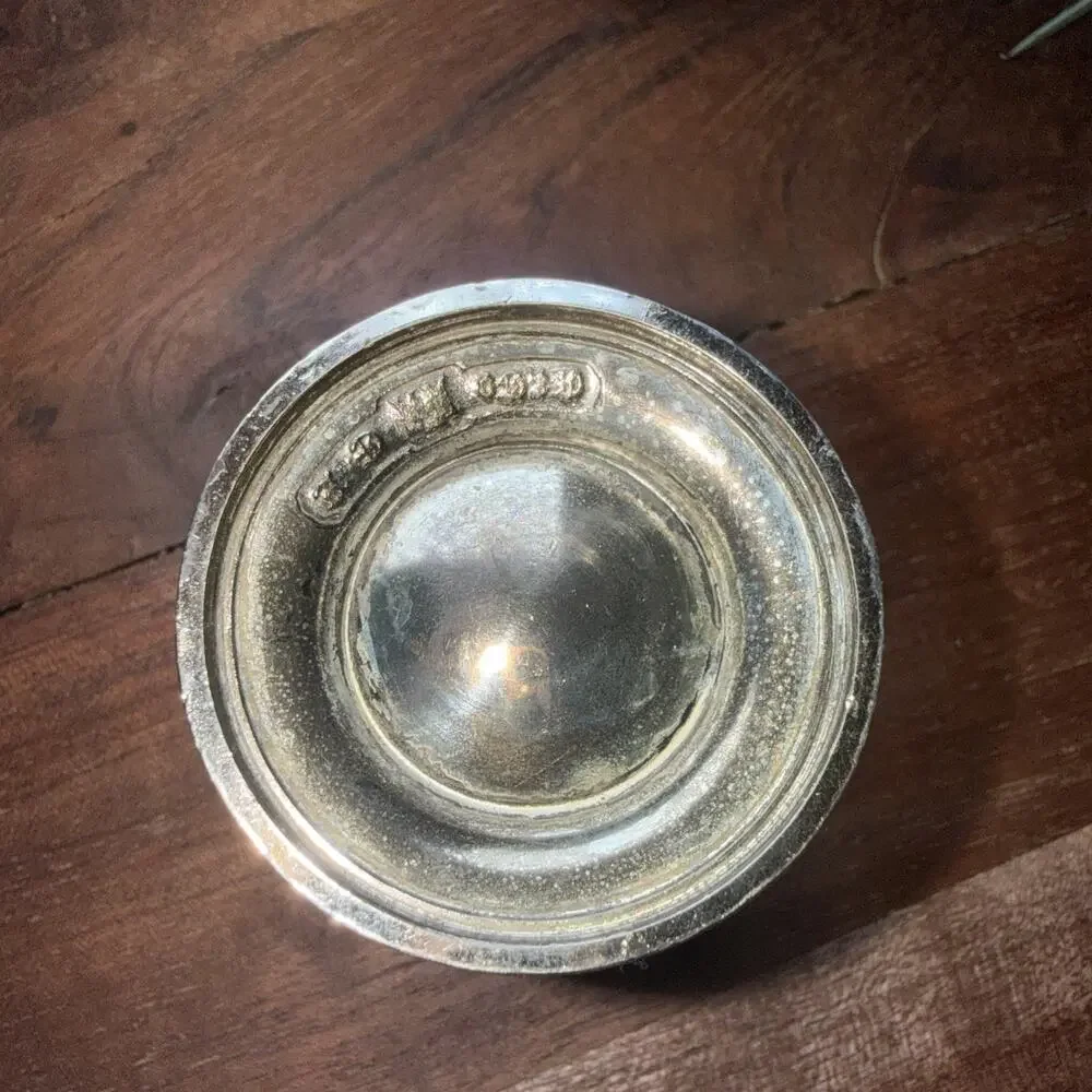 Vintage Silverplate Cordial Cup Shot Glass Engraved Pedestal Beaker 2.5” EU